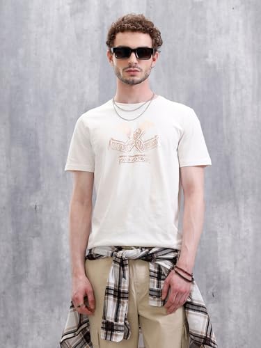 WROGN Men's 180 GSM Pure Cotton T-Shirt | Graphic Print | Slim Fit