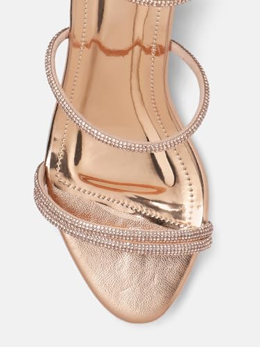 Marc Loire Women Embellished Fashion Sandals with Kitten Heels (Rose Gold, UK Footwear Size System, Adult, Women, Numeric, Medium, 7)