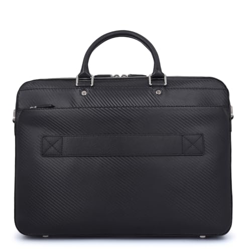 Da Milano Leather Laptop Bag for Men & Women | Laptop Messenger Bag | Ideal for Office Purpose | Fits Upto 16" Laptop - Black