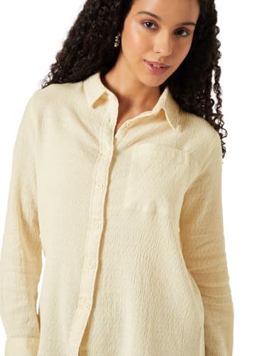 Max Women Textured Regular Fit Shirt (Beige_XL)