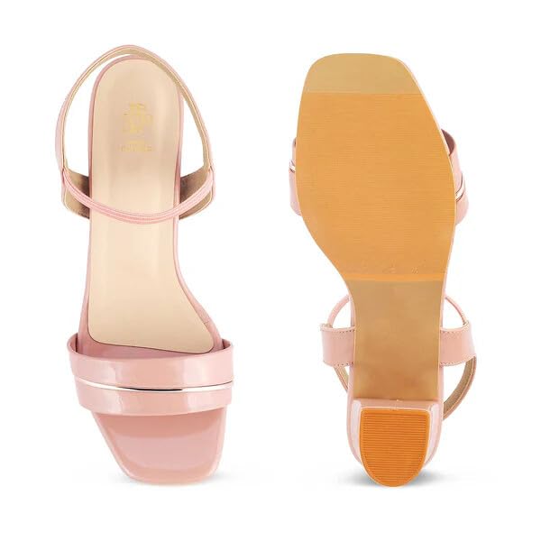 tresmode 231-RACHEL PINK WOMEN DRESS BLOCK HEEL SANDALS EU/37 UK/4