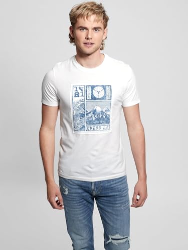 GUESS Eco Embroidered Patch Tee, Pure White, Large