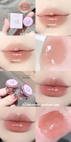 Cappuvini Sweetheart Cat Ring Lip Gloss | Non-Transfer Smudge Proof Lip Stain | Coffee Peach Nude Berry Queen Lipstick Colors | Cute Wearable Ring Design | Jelly Texture Glass Lip Effect | Buildable Coverage Full Pigment Glossy Finish | Light Texture for