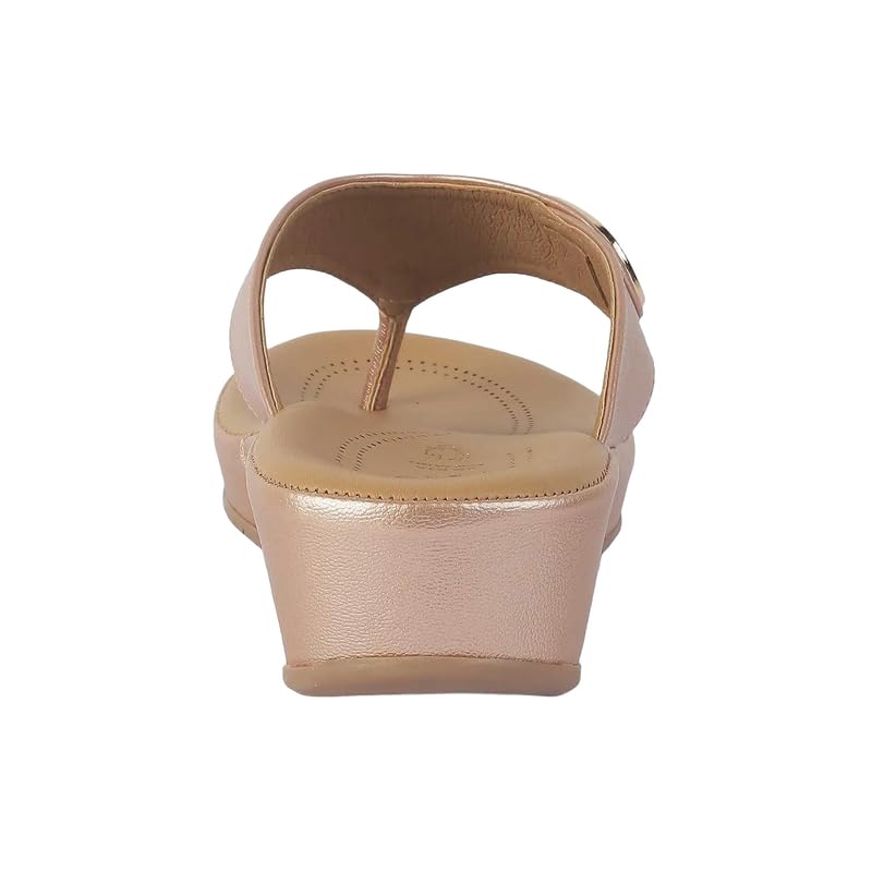 tresmode Vantaa Women's Champagne Dress Platform Vegan Friendly Leather Flats | TPR Sole in Size 3 UK / 36 EU