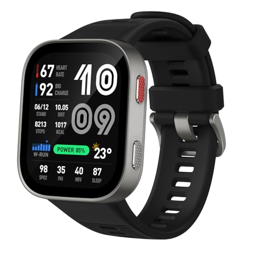 Amazfit Bip Max 50mm Smartwatch, 2.07" AMOLED Display, 20 Days of Battery, GPS, 4GB Storage, Offline Maps, Fitness Tracker, Hybrid Training, 150+ Sports, HYROX Mode, 5 ATM for Android & iPhone, Blue