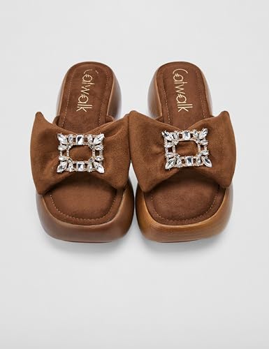 Catwalk Women Stylised Open Back Wedges | For Women & Girls (BROWN,8 UK)