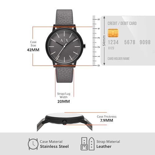 Armani Exchange Grey Quartz Leather Watch AX2764