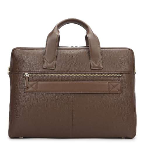 Da Milano Leather Laptop Bag for Men & Women | Laptop Messenger Bag | Ideal for Office Purpose | Fits Upto 15" Laptop - Mocha Brown