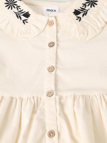Max Girls Solid Woven Dress (Ivory_3-4 Y)