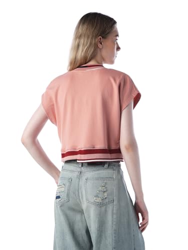 ONLY Women's Applique Loose Fit Pink Sweatshirt