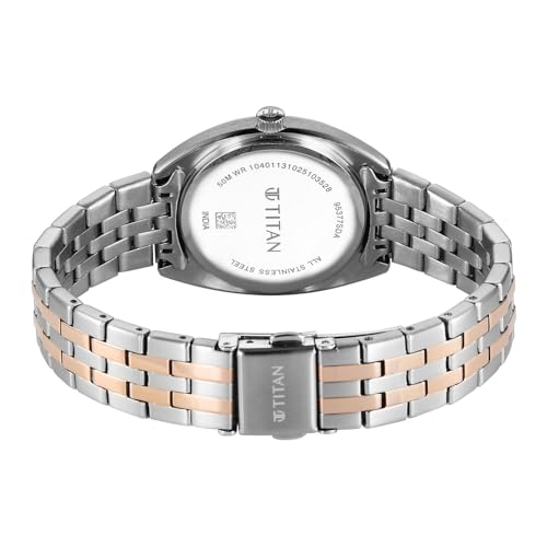 Titan Work Essentials with Silver Dial Silver & Rose Gold Metal Strap Watch for Women - 95377KM01