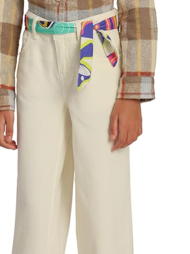 VERO MODA Girl's Solid Wide Leg High Rise White Jeans