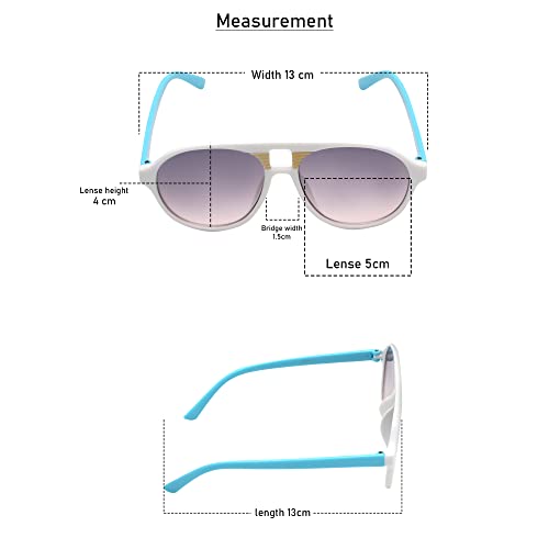 SPIKY Unisex Kids Aviator Sunglass With Protective Case White & Blue Frame Black Lens, Free Size - (Pack of 1)