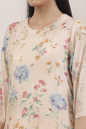 Biba Women Beige Viscose Blend Straight Suit Set_46