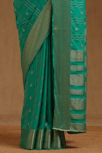 Soch Womens Green Georgette Zari Woven Saree
