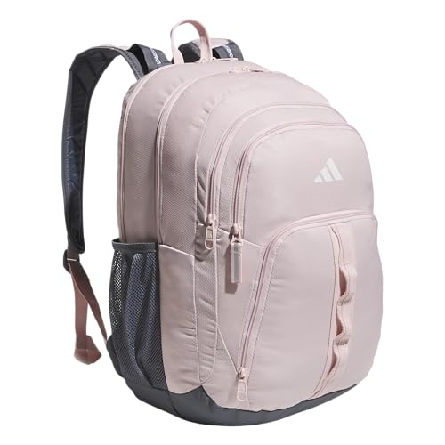 adidas Primetime Large Backpack for Women and Men, Big Bag with Laptop Sleeve, Sandy Pink/Onix Grey, One Size, Primetime Large Backpack for Women and Men, Big Bag With Laptop Sleeve