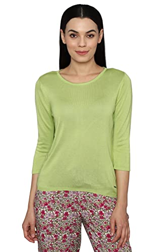 Allen Solly Women's Solid Fitted T-Shirt (AHFTCRGF586776_Green 2XL)