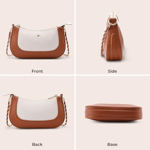 Symbol Premium Women's Sling Bag crafted from Imported PU | Stylish Handbag | Ladies Purse (SP-SS25-CARL-BAG-07_Tan+Cream_Free Size)