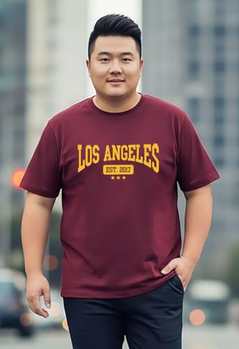Khakey Men's Round Neck Half Sleeve Pure Cotton Plus Size T-Shirt| Black and Maroon tshirt's | Pack of 2