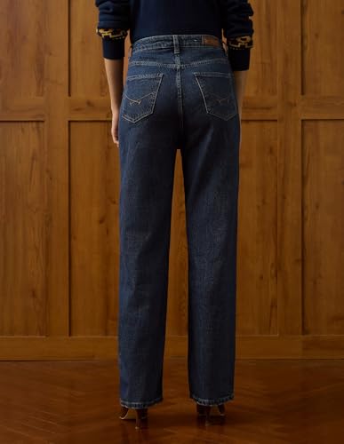 U.S. POLO ASSN. Women High Rise Straight Fit Jeans (UWAW25JEN391_Dark Blue Tint_36)