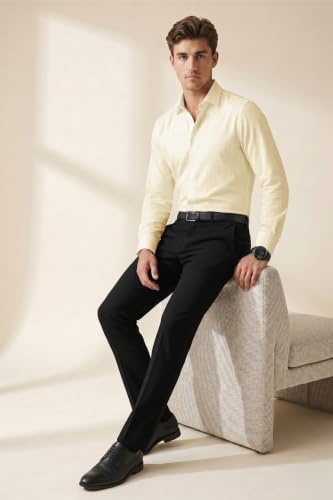 Peter England Men's Premium Formal Stretchable Knit Super Slim Fit Mid Rise Trouser | Comfort Lycra | 360-Degree Stretch Jet Black, 32