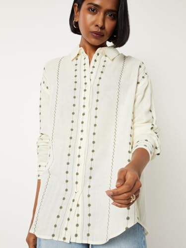 Max Women Embroidered Shirt (Off White_S)