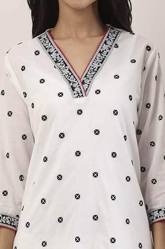 Biba Women Black Cotton Straight Suit Set_36