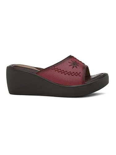 pelle albero Women's Latest Trendy Cherry Leather Slip-On Heels Wedge Sandals