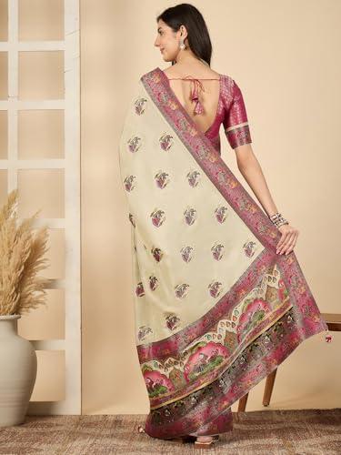 AKHILAM Women's Kanjivaram Woven Soft Silk Saree With Blouse Piece