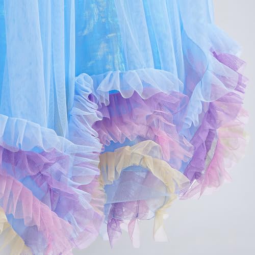 Hopscotch Girls Blue Short Sleeves Sequined Ruffled Gown for Age (4-5 Years)