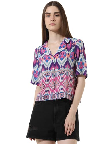 ONLY Women Printed Viscose Purple Shirt