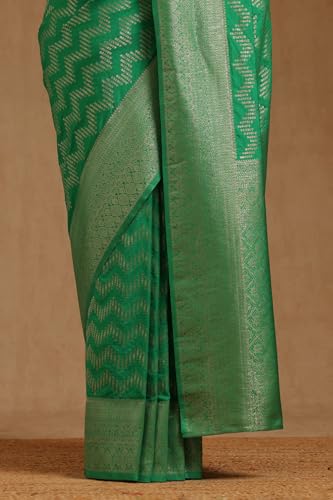 Soch Womens Light Green Georgette Zari Woven Saree