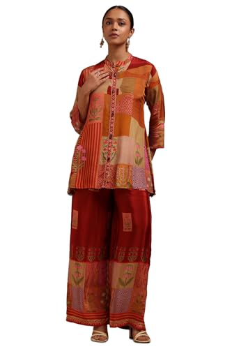 Soch Womens Multicolour Crepe Botanical Print Co-Ord Set
