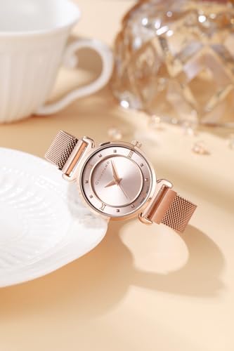 Giordano Analog Stylish Watch for Women with Mesh Metal Strap, 3 Hand Mechanism and Roman Numerals