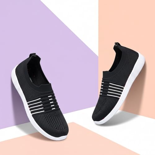 FootStation Women's Trendy Sneakers - Fashionable Comfort for Every Step Alia-3 (Black, UK Footwear Size System, Adult, Women, Numeric, Medium, 4)
