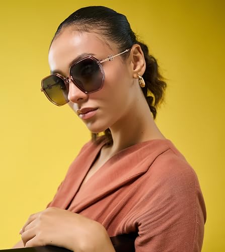 HASHTAG EYEWEAR Women Branded Latest and Stylish Sunglasses | Polarized and 100% UV Protected |Women Goggles| (Hexagonal, Pink)