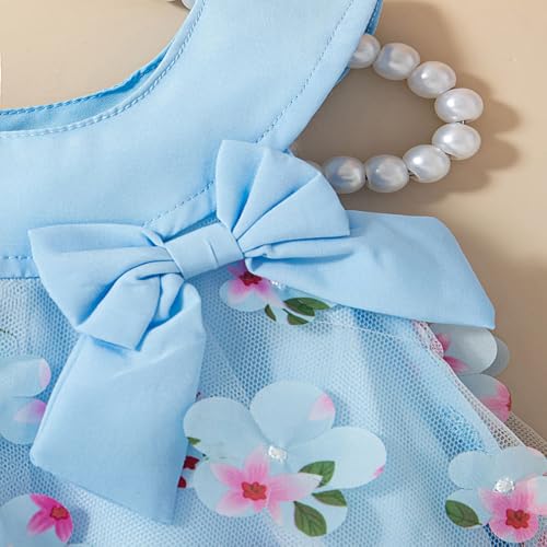 Hopscotch Girls Knee Length Casual Dresses in Blue Color For Ages (3-4 Years)