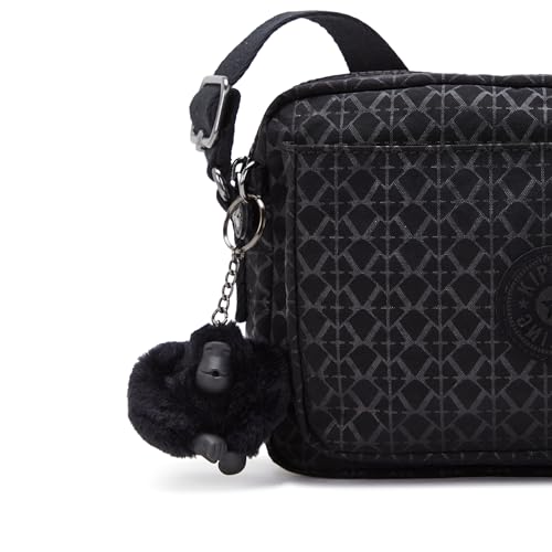 Kipling Women's Abanu Crossbody Bag, Lightweight, Adjustable Nylon Waist Pack with Multi-Compartment Zip Pockets, Signature Emb, 9.5''L x 6.8''H x 3.5''D