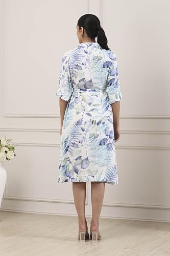 Biba Women Blue Viscose Rayon A-Line Dress_42