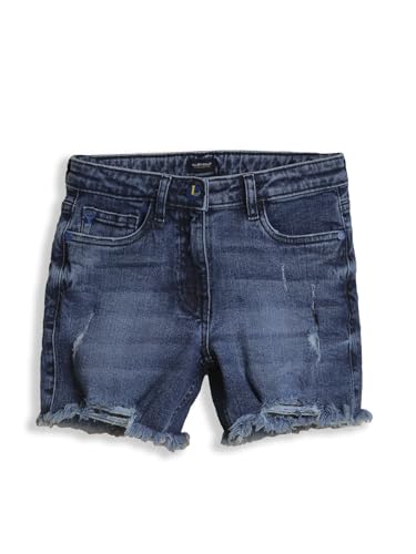 Girls Blue Solid Shorts