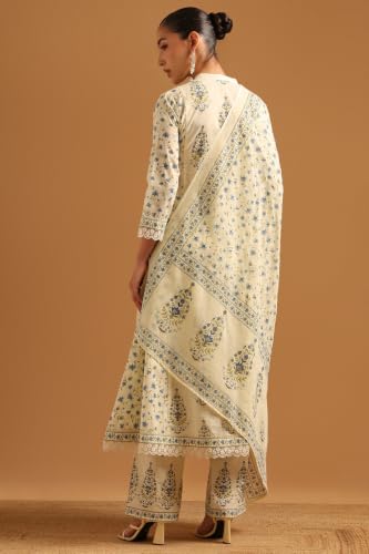 Soch Womens Cream Cotton Digital Printed Botanical Botanical Print Salwar Suit