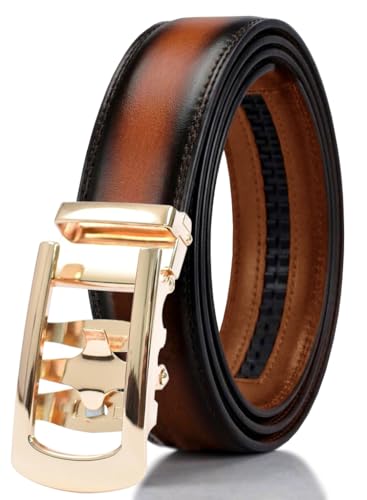 WildHorn Men's Genuine Leather Belt for Men| Premium Auto-Lock Buckle | Adjustable up to 48” | Formal & Casual Wear | Micro-Adjust Fit | Stylish Gift Box Included (Tan Shade)