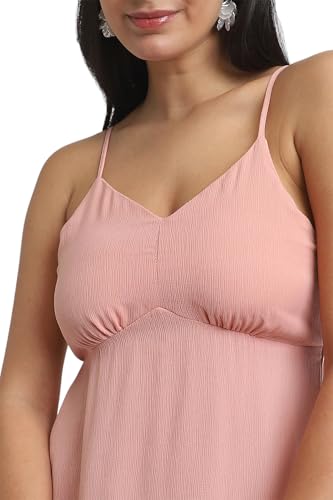 Forever 21 Women's Polyester Modern Knee-Length Dress (FWA24CDRF010701_Peach