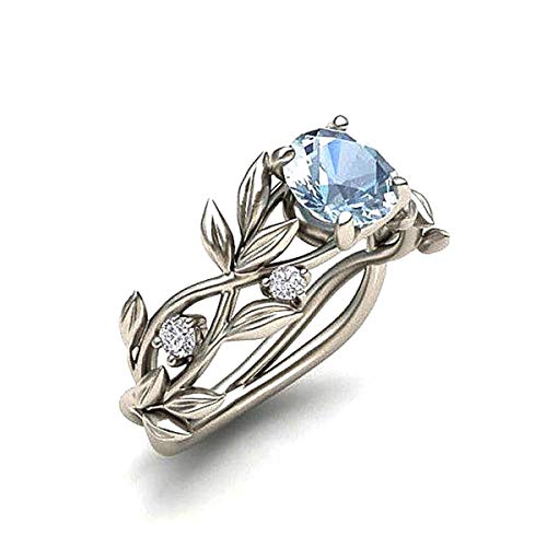 RUVEE Greek Queen Pacific Blue American Diamond Platinum Plated Alloy Ring for Women (8)