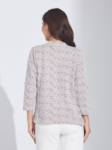 Latin Quarters Women Maroon 3/4Th Sleeve Two-Tone Round Neck Cropped Shrug_M