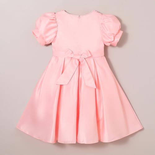 Hopscotch Girls Floral Embroidered Party Dress in Peach Color for Age (6-8 Years)