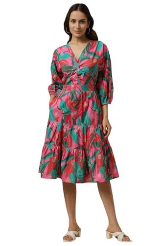Allen Solly Women's Cotton Modern Knee-Length Dress (AHDRCRGFQ67749_Pink