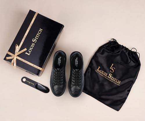 LOUIS STITCH Egyptian Black Shoes for Men | Lightweight Shoes | Comfortable & Durable All-Day Sneaker| LSP-SNK-LSEMJB| UK-10