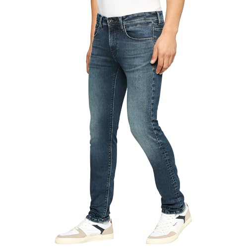 Pepe Jeans Men's Mid Rise Slim Fit Jeans, Blue, 36