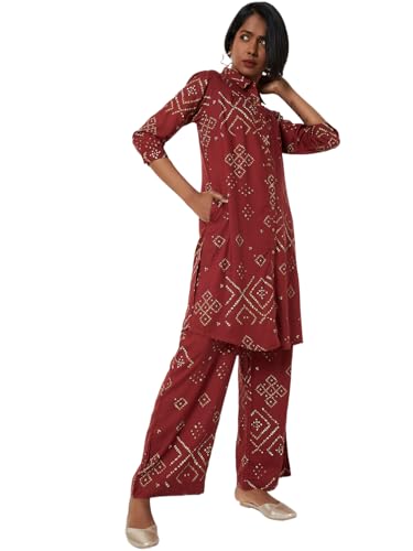 Max Women Printed Straight Kurta Set (Red_S)